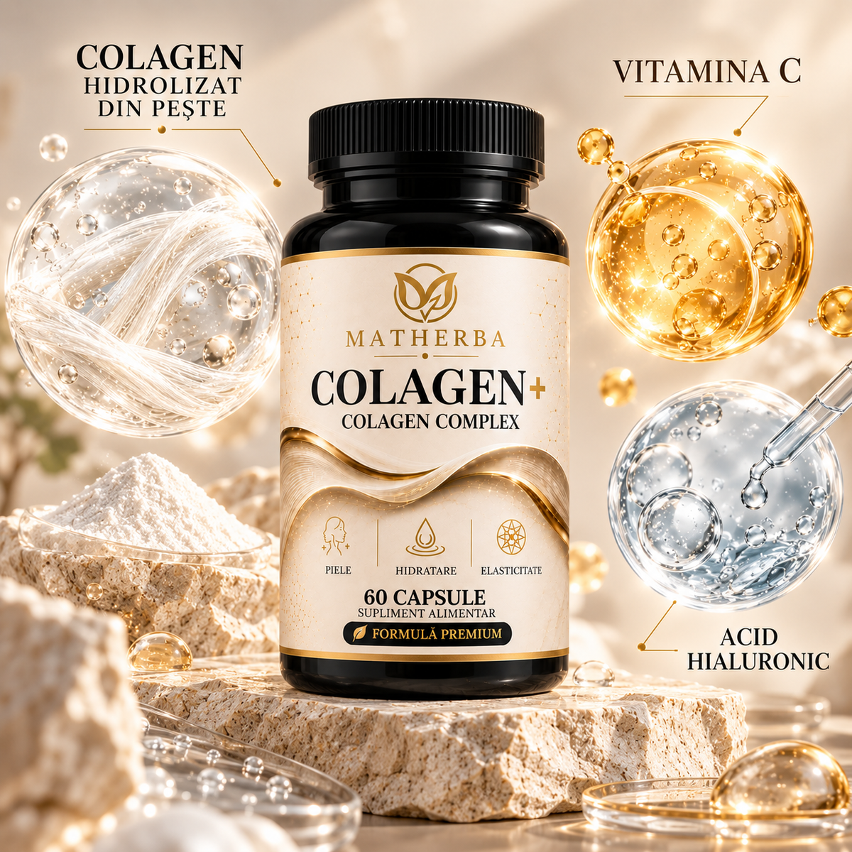MATHERBA COLAGEN+ Complex - supliment alimentar cu colagen din pește