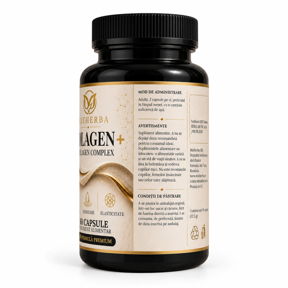 COLAGEN+ Complex - 60 capsule cu colagen marin, acid hialuronic și vitamina C